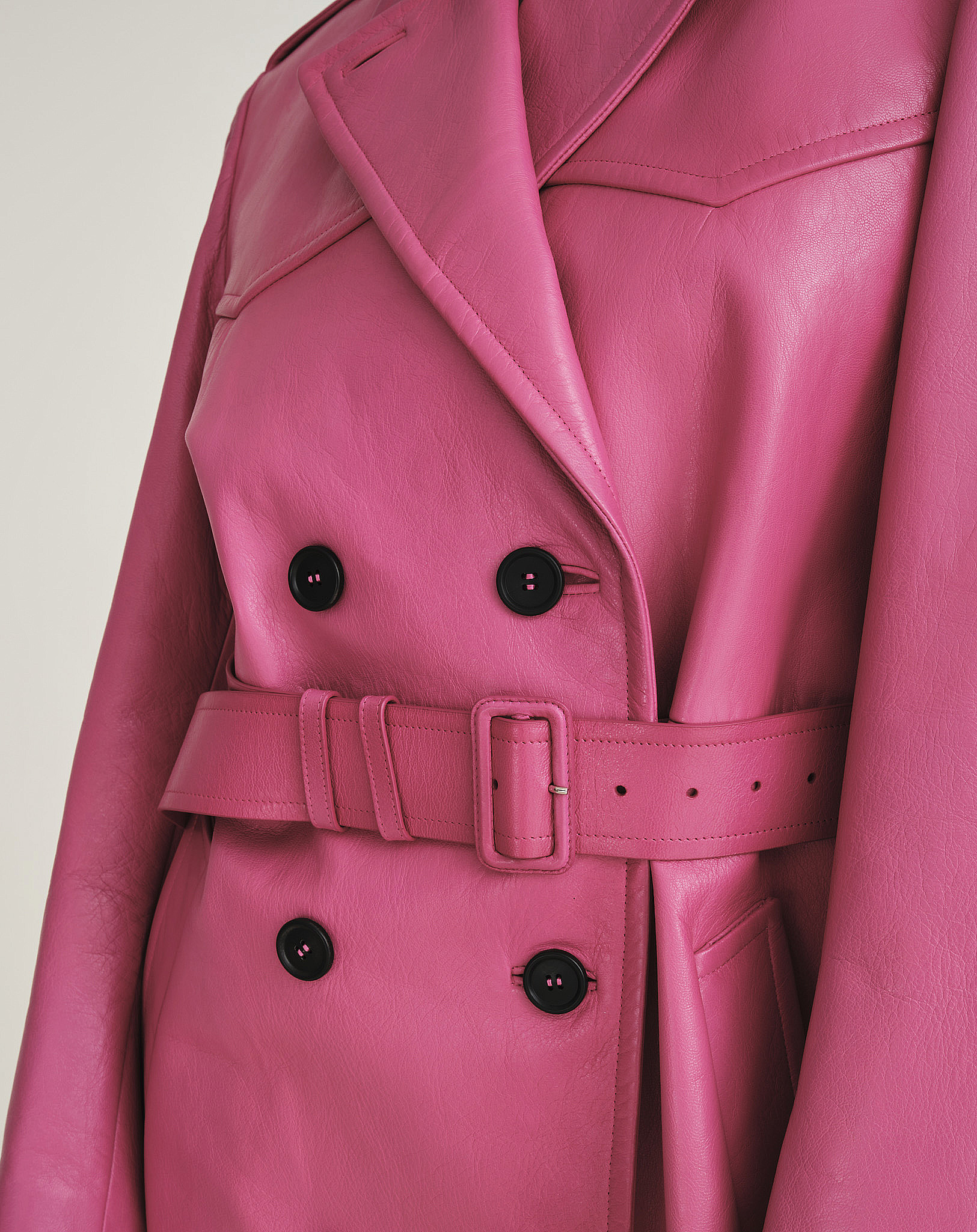 Prada- Pink Leather Double Breasted Trenchcoat 40 SIZE